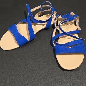 Blue Strappy Sandals By Avon